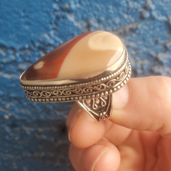 New Mookaite Jasper 925 Silver Statement Ring. - Picture 4 of 16